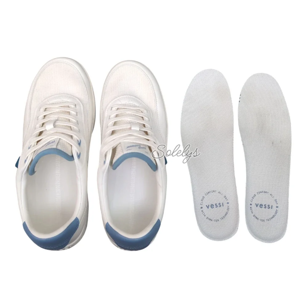 Vessi Courtside Classic Mens 8 Womens 9 Off White Tidal Blue Waterproof Sneaker